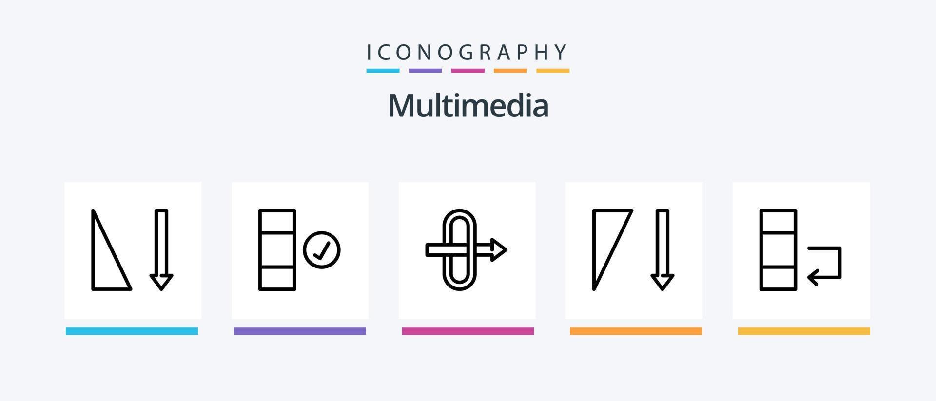 Multimedia Line 5 Icon Pack inklusive . Tor. Daten. kreatives Symboldesign vektor
