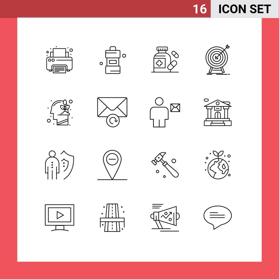 uppsättning av 16 modern ui ikoner symboler tecken för investering mål medicinsk Framgång träffa redigerbar vektor design element