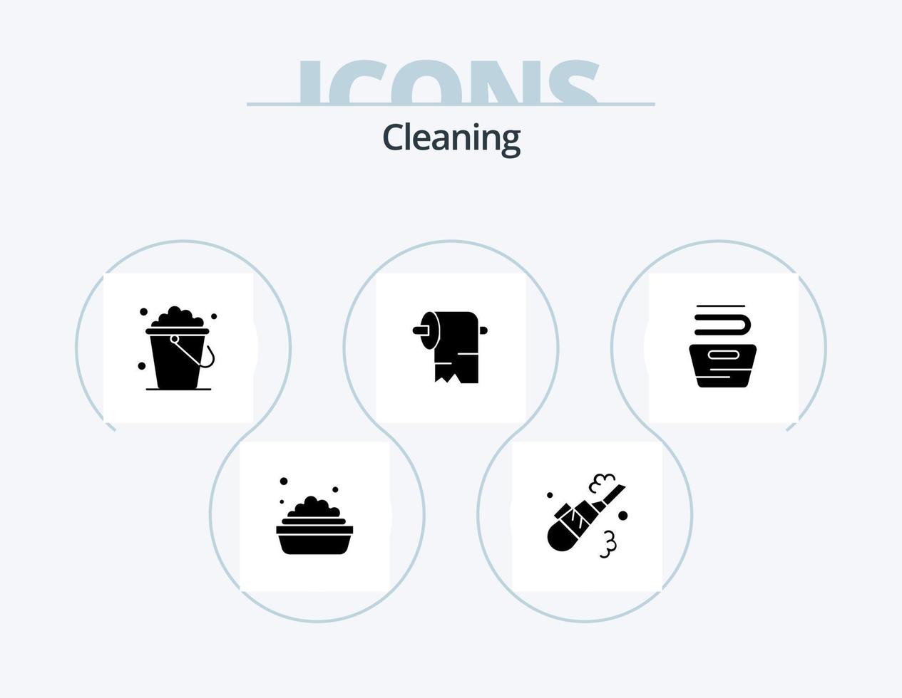 rengöring glyf ikon packa 5 ikon design. tvättning. kläder. rengöring. rengöring. papper vektor