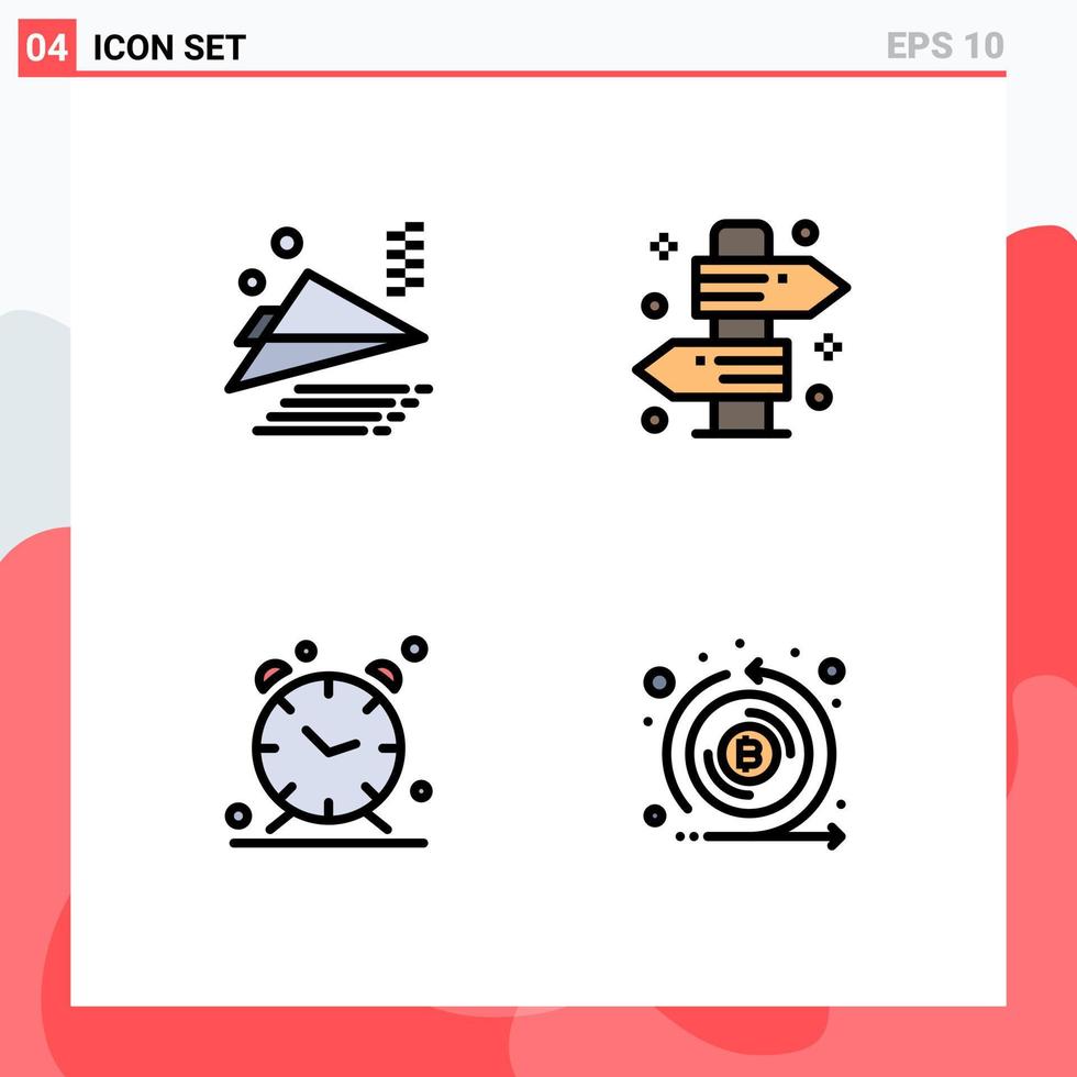 satz von 4 modernen ui-symbolen symbolzeichen für flugzeuguhrbrett sommeralarm editierbare vektordesignelemente vektor