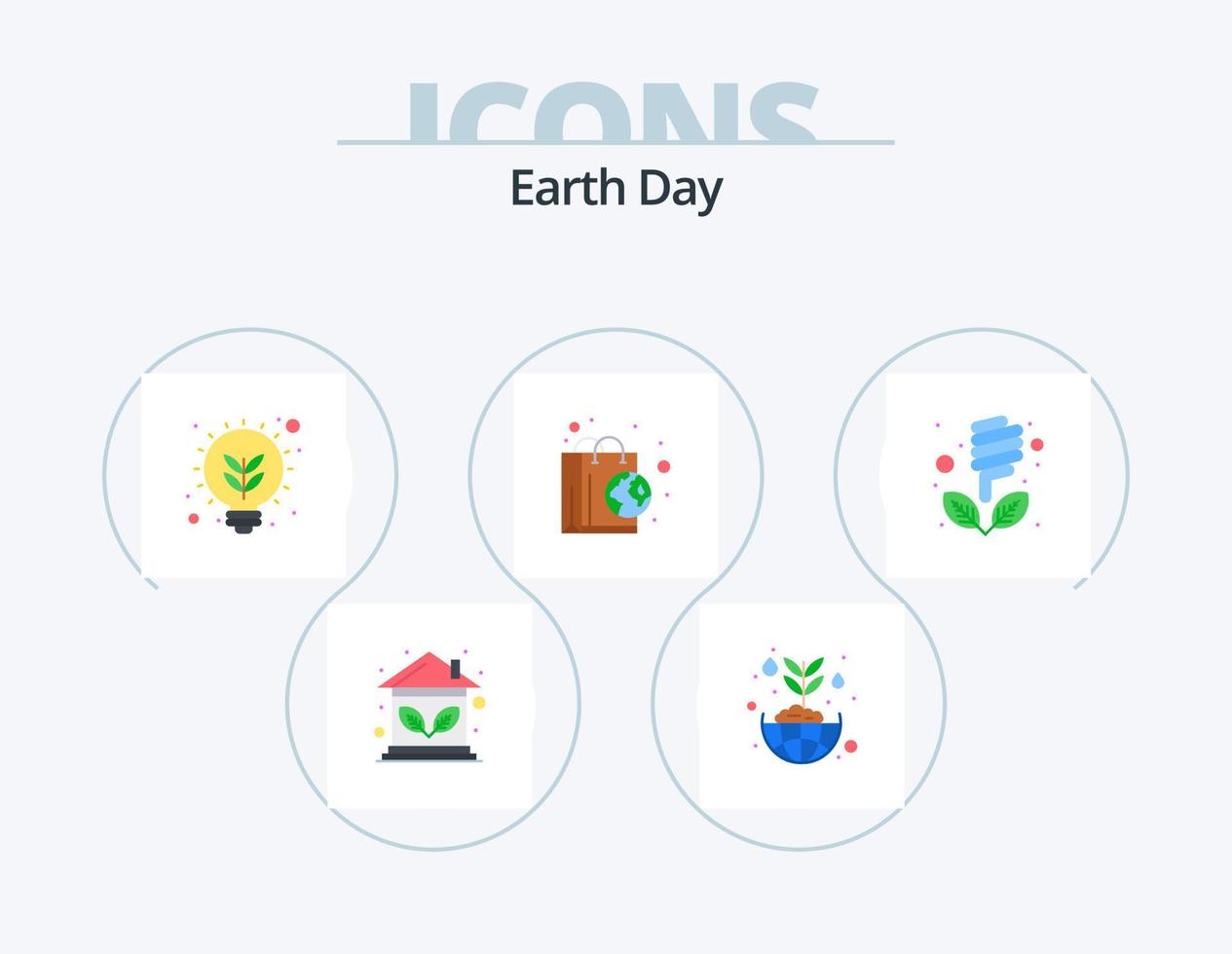 Earth Day Flat Icon Pack 5 Icon Design. Birne. Natur. global. Ökologie. Gedanke vektor
