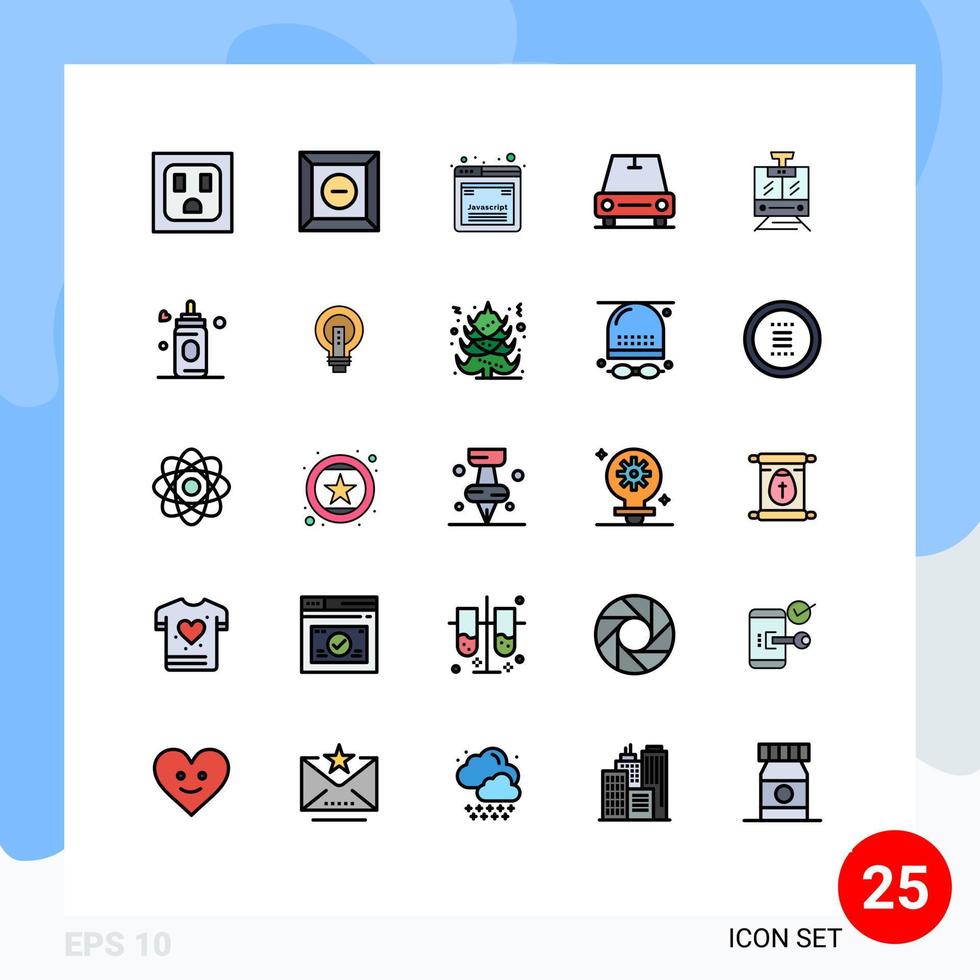 uppsättning av 25 modern ui ikoner symboler tecken för bebis fordon webb service tåg redigerbar vektor design element