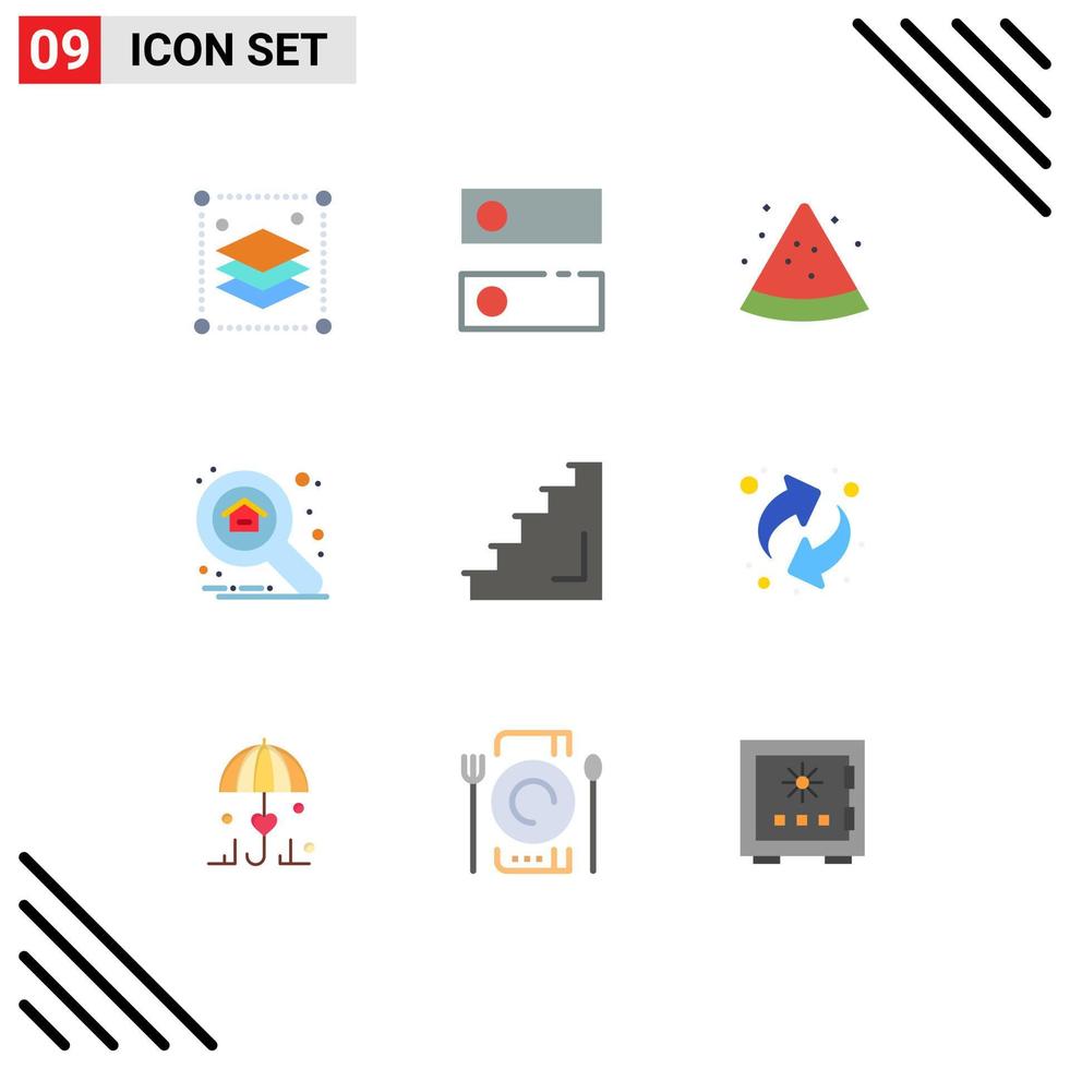 uppsättning av 9 modern ui ikoner symboler tecken för nivå golv frukt utforska fast egendom redigerbar vektor design element