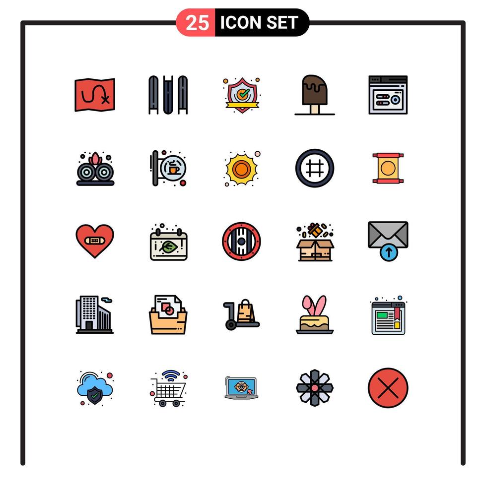 Stock Vector Icon Pack mit 25 Linienzeichen und Symbolen für Performance Ice Guard Food cool editierbare Vektordesign-Elemente