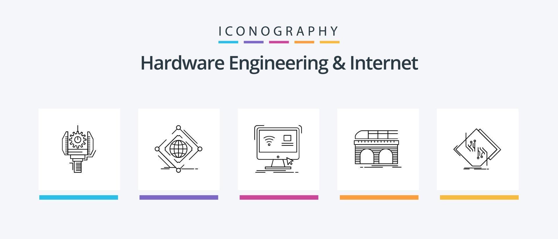 Hardware Engineering und Internet Line 5 Icon Pack inklusive Internet. Komplex. Hardware. Verkehr. Überwachung. kreatives Symboldesign vektor