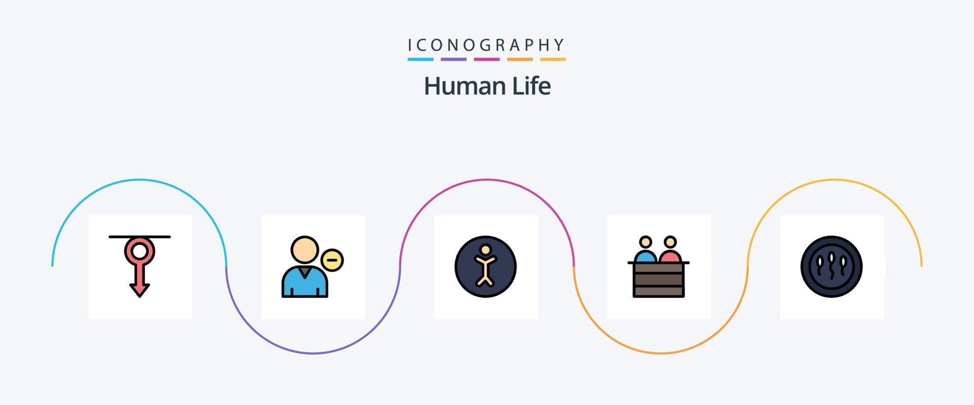 mit menschlicher Linie gefülltes flaches 5-Icon-Pack einschließlich Zellen. Jury. Profil. menschlich. Person vektor