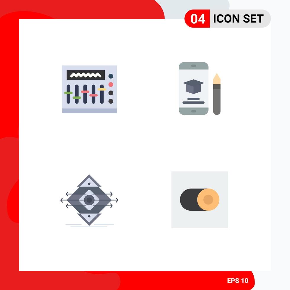 piktogram uppsättning av 4 enkel platt ikoner av mixer trafik fest gradering väg redigerbar vektor design element