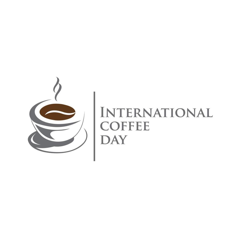 1. oktober internationales kaffeetageslogo. Weltkaffeetag-Logo-Symbol, Vektorgrafik auf weißem Hintergrund. Weltkarte in Kaffeetasse. vektor