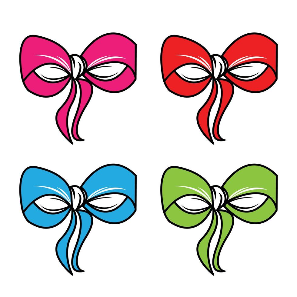 Bow Vector Cartoon Bowknot oder Band zum Dekorieren von Geschenken zu Weihnachten oder Geburtstagsfeier