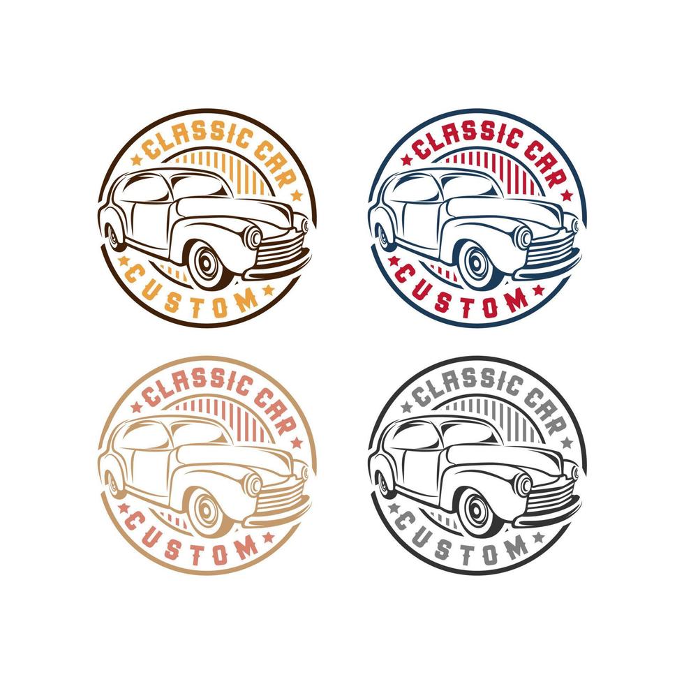 Inspiration für das Design klassischer Oldtimer-Vektoren. Designvorlage für das Auto-Auto-Logo. klassisches Fahrzeugsymbol-Logo. eine klassische autosymbolsilhouette. Oldtimer-Logo mit einfacher Linie. vektor