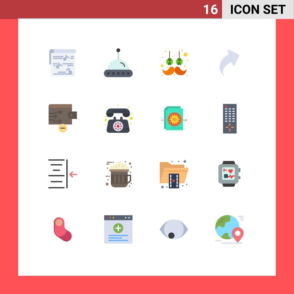 16 universell platt färger uppsättning för webb och mobil tillämpningar plånbok finansiera ansiktsbehandling hår rätt pil redigerbar packa av kreativ vektor design element