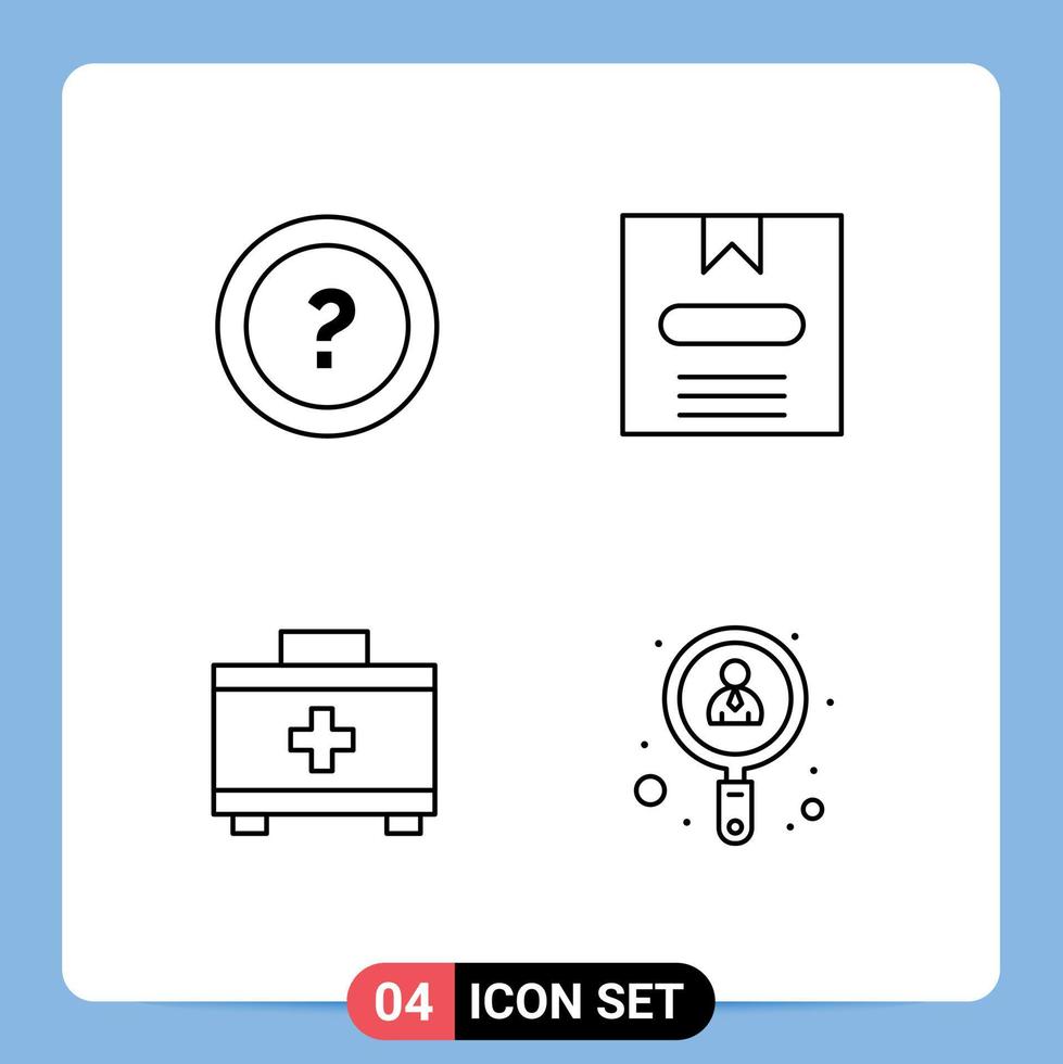 4 universell fylld linje platt färger uppsättning för webb och mobil tillämpningar handla om väska fråga handel medicinsk väska redigerbar vektor design element