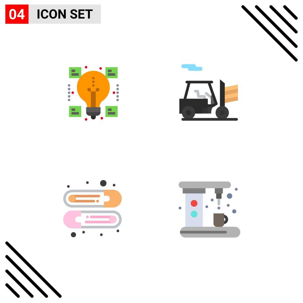 4 användare gränssnitt platt ikon packa av modern tecken och symboler av kreativ stift delning transport kaffe redigerbar vektor design element