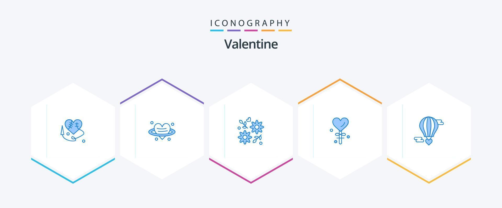 valentine 25 blå ikon packa Inklusive m flygande hjärta. alla hjärtans dag. blomma. valentines dag. hjärta vektor