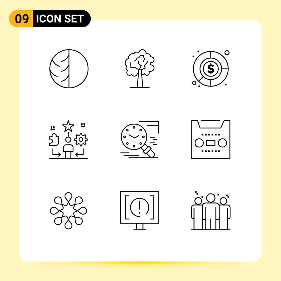 satz von 9 modernen ui-symbolen symbolzeichen für traning talent plant life fund editierbare vektordesignelemente vektor