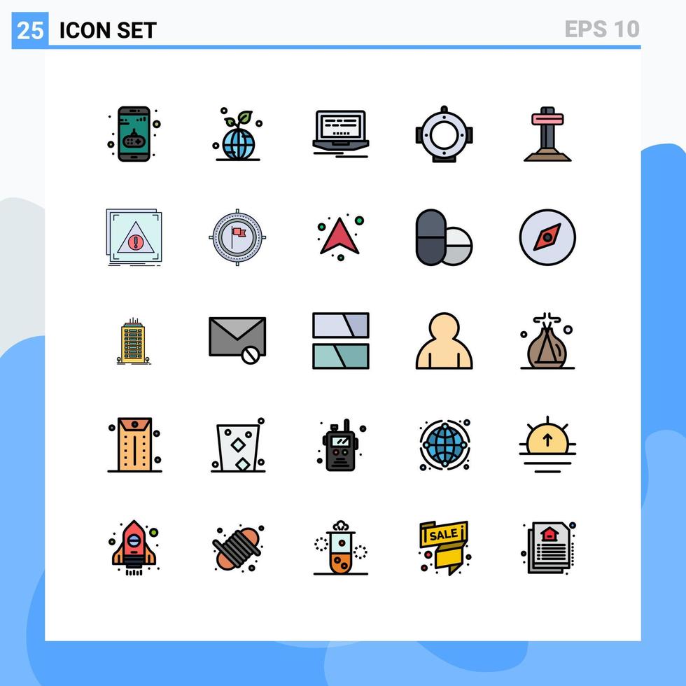 modern uppsättning av 25 fylld linje platt färger och symboler sådan som korsa firande värld marin dykning redigerbar vektor design element