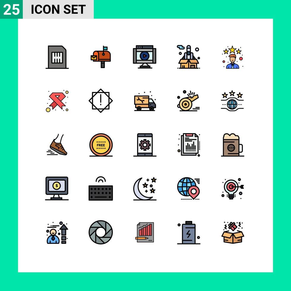 packa av 25 modern fylld linje platt färger tecken och symboler för webb skriva ut media sådan som börja tvinga postkontor företag spelare redigerbar vektor design element