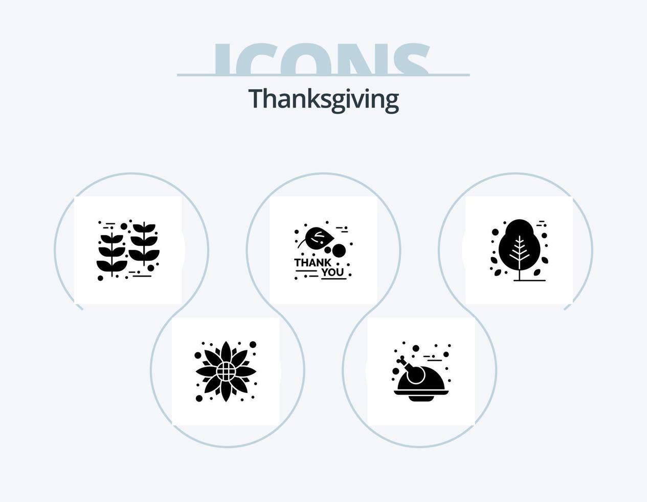 Thanksgiving-Glyphen-Icon-Pack 5 Icon-Design. Natur. das Erntedankfest. Getreide. Blatt. danke tag vektor