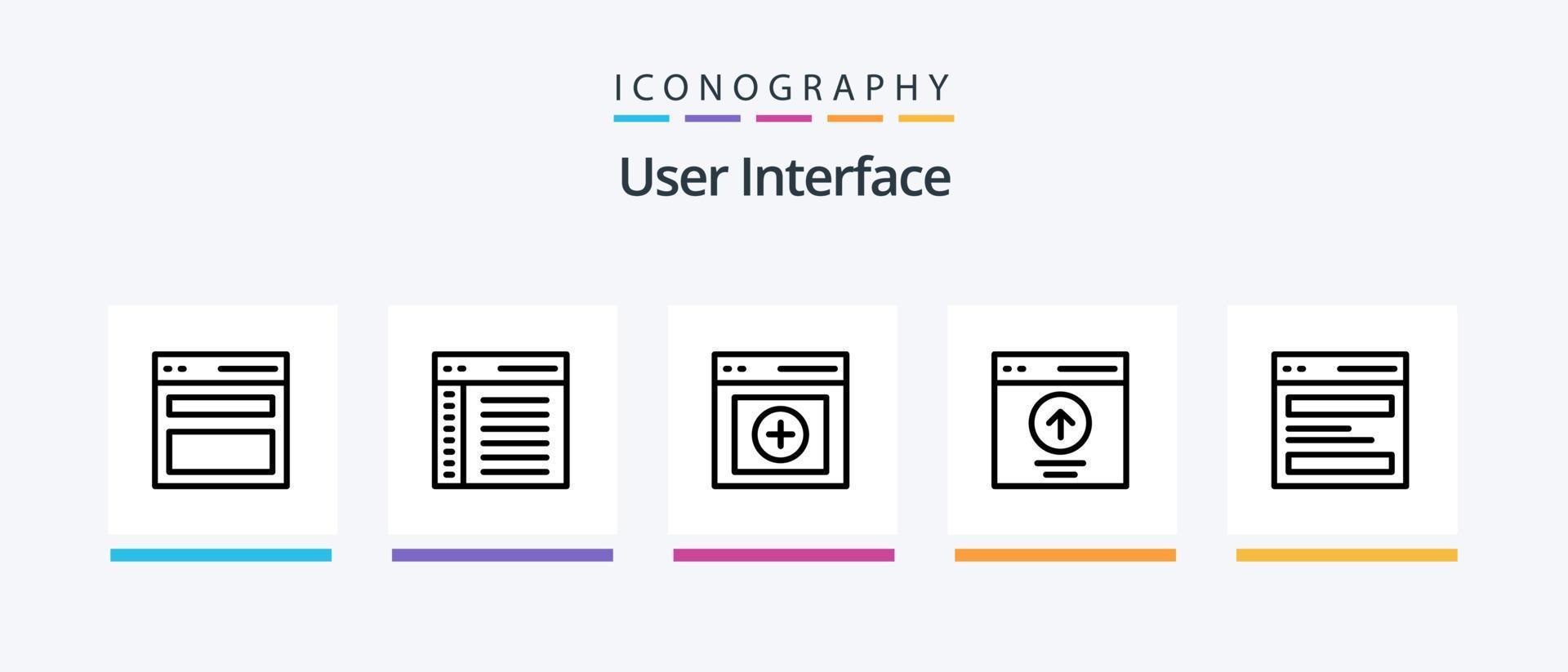 användare gränssnitt linje 5 ikon packa Inklusive meddelande. kommunikation. användare. meny. kreativ ikoner design vektor