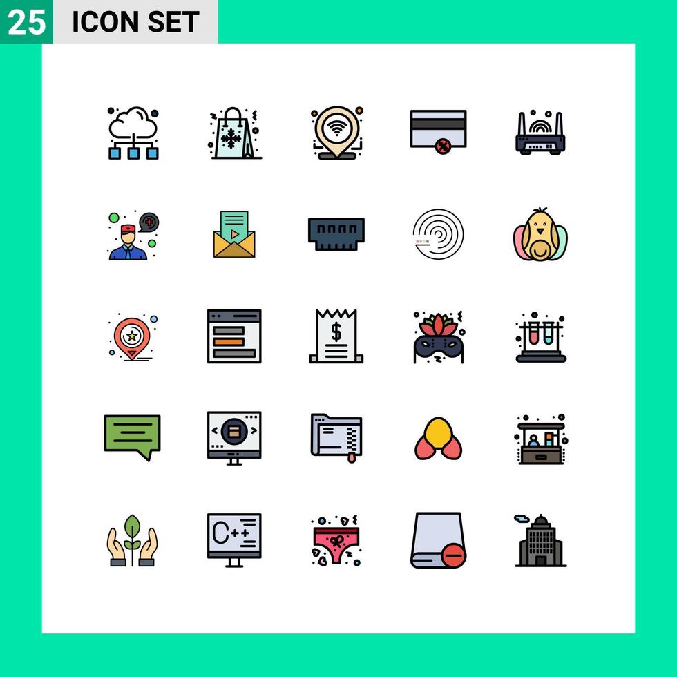 redigerbar vektor linje packa av 25 enkel fylld linje platt färger av enhet betalningar snö pengar förbindelse redigerbar vektor design element