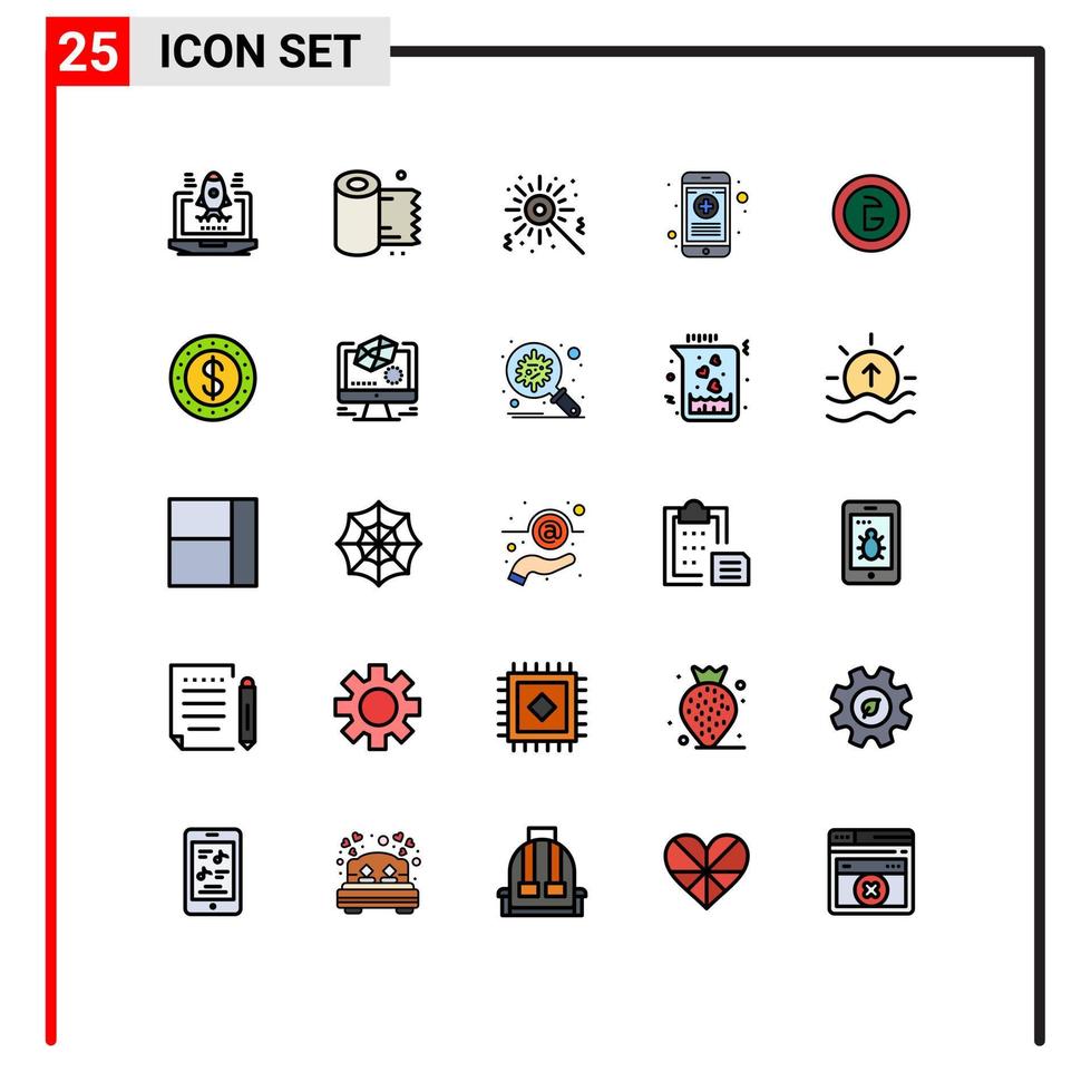 universell ikon symboler grupp av 25 modern fylld linje platt färger av finansiera företag bengal brand bangladesh telefon redigerbar vektor design element