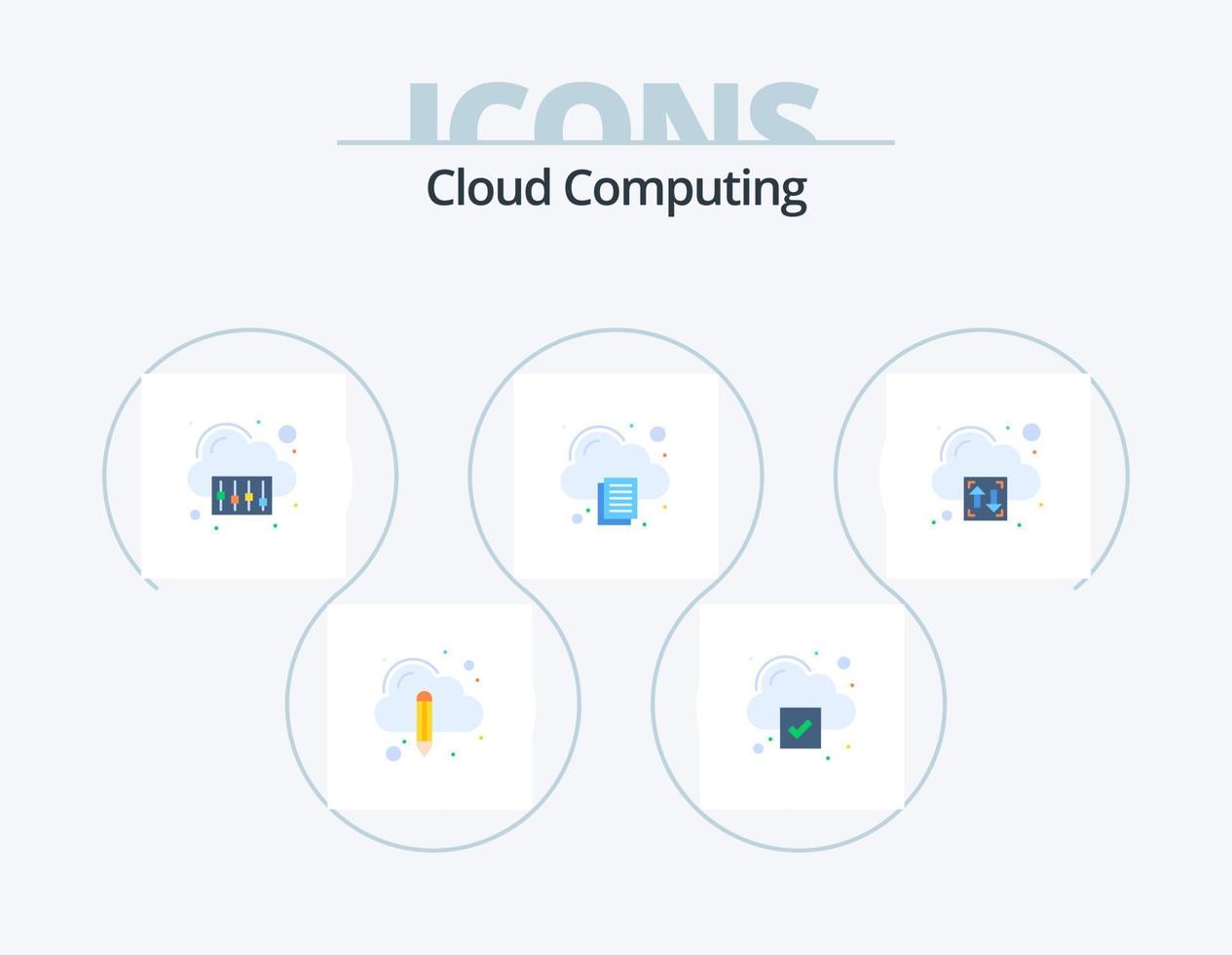 Cloud-Computing-Flat-Icon-Pack 5-Icon-Design. hochladen. herunterladen. Konfig. dokumentieren vektor