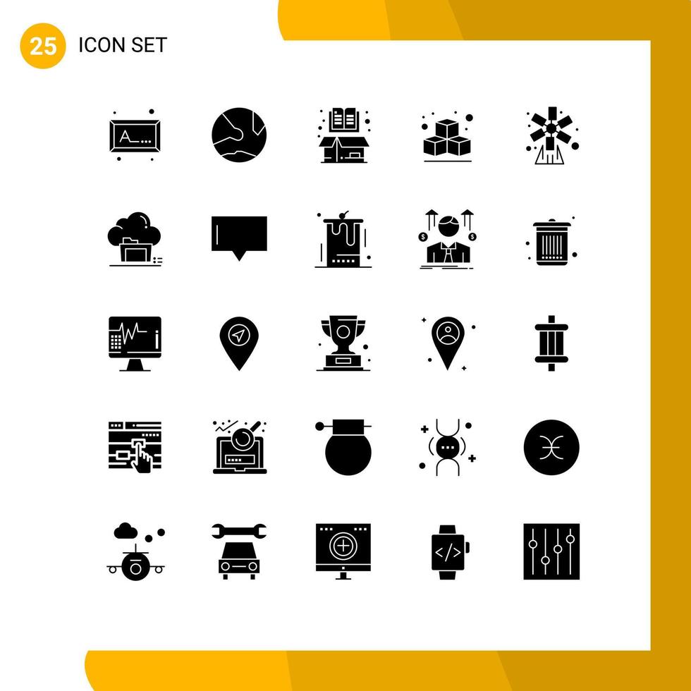 uppsättning av 25 modern ui ikoner symboler tecken för trädgård lantbruk bok kub öppen redigerbar vektor design element