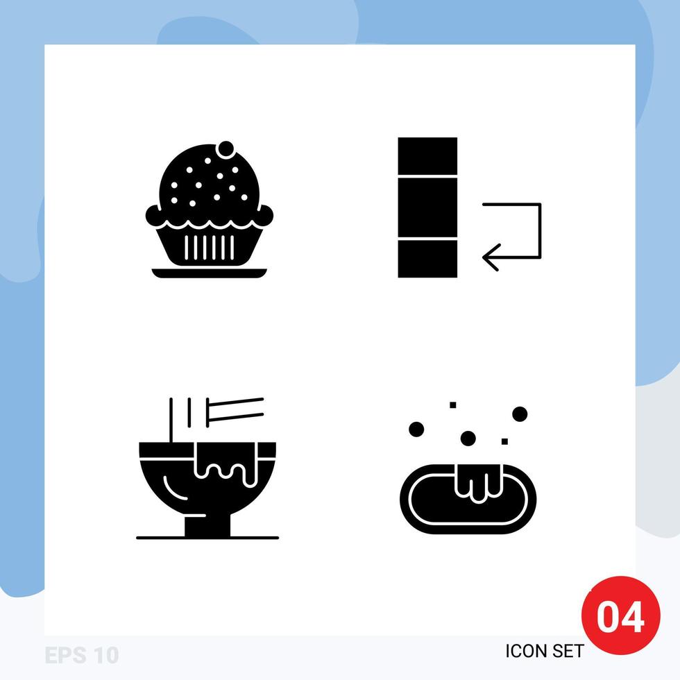 Gruppe solider Glyphen Zeichen und Symbole für Geburtstags-Fast-Food-Party-Swap-Küche editierbare Vektordesign-Elemente vektor
