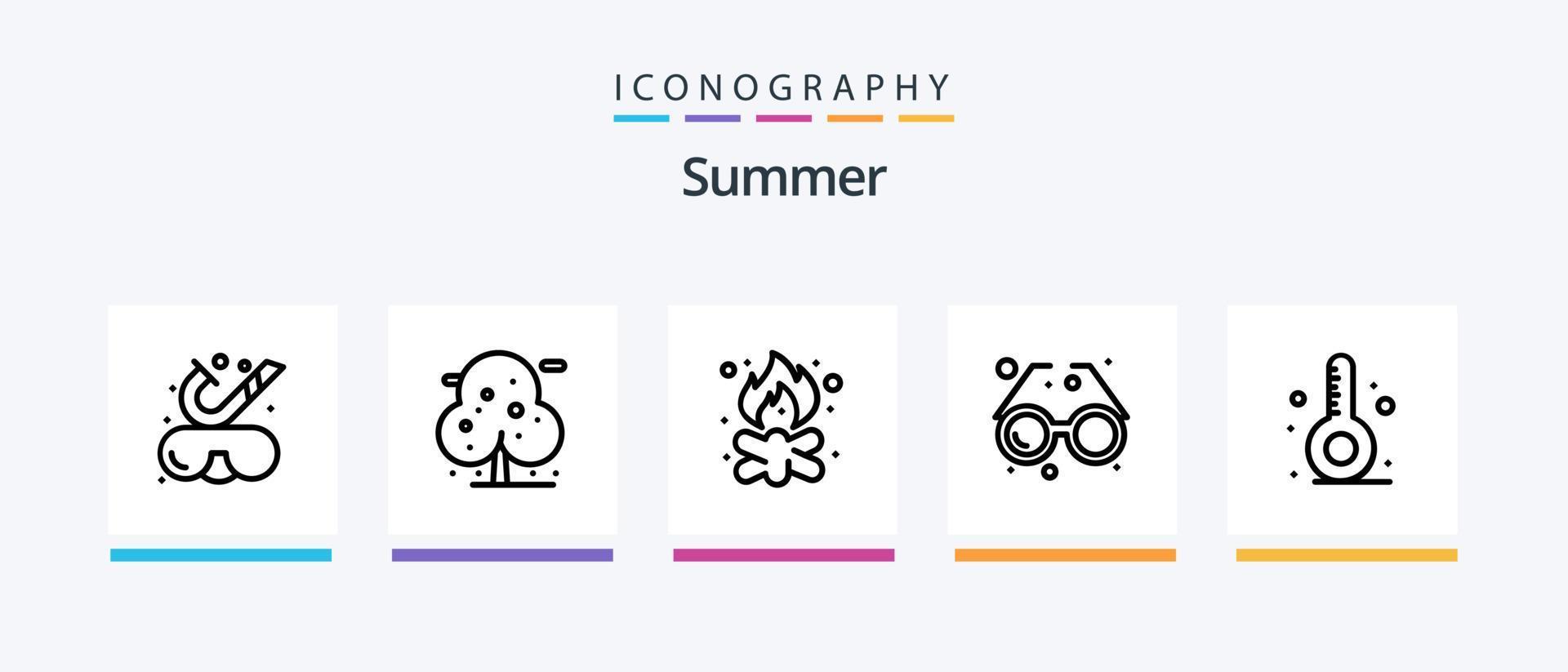 Summer Line 5 Icon Pack inklusive Koch. Sonne. Brille. Glas. Strand. kreatives Symboldesign vektor
