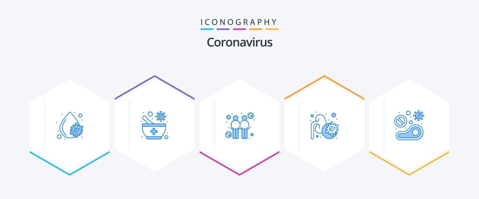 coronavirus 25 blå ikon packa Inklusive kött. virus. coronavirus. lungorna. sjukdom vektor