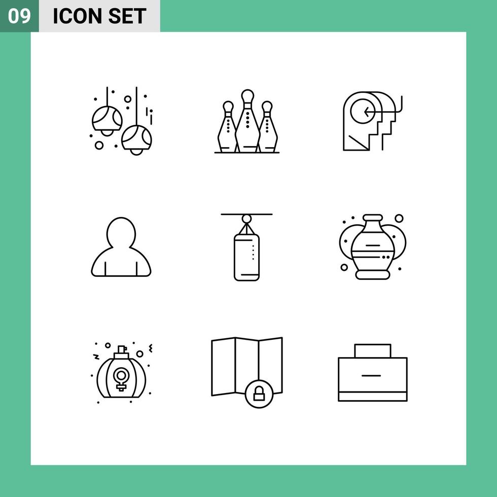 universell ikon symboler grupp av 9 modern konturer av väska avatar stift konto huvud redigerbar vektor design element