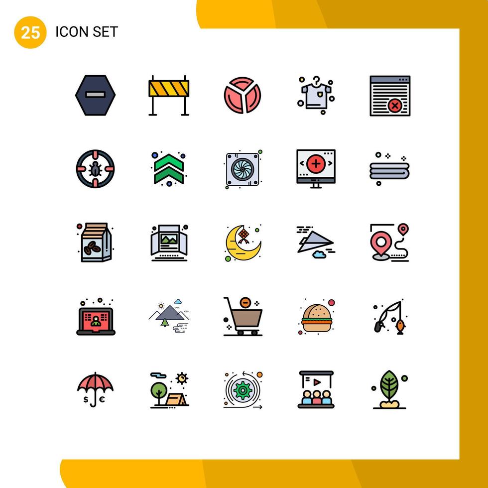 25 fylld linje platt Färg begrepp för webbplatser mobil och appar uppkopplad browser Diagram hängande kläder redigerbar vektor design element