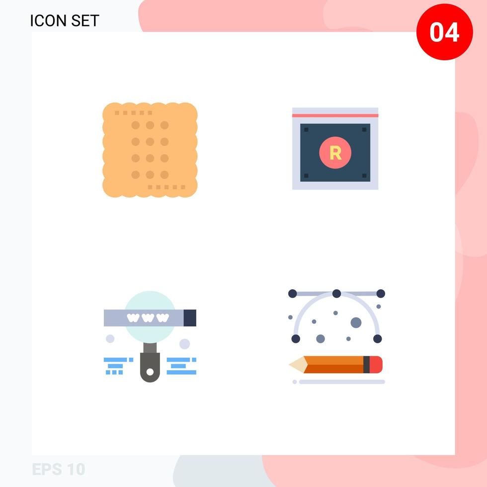 grupp av 4 modern platt ikoner uppsättning för kaka uppkopplad mat upphovsrätt hitta redigerbar vektor design element