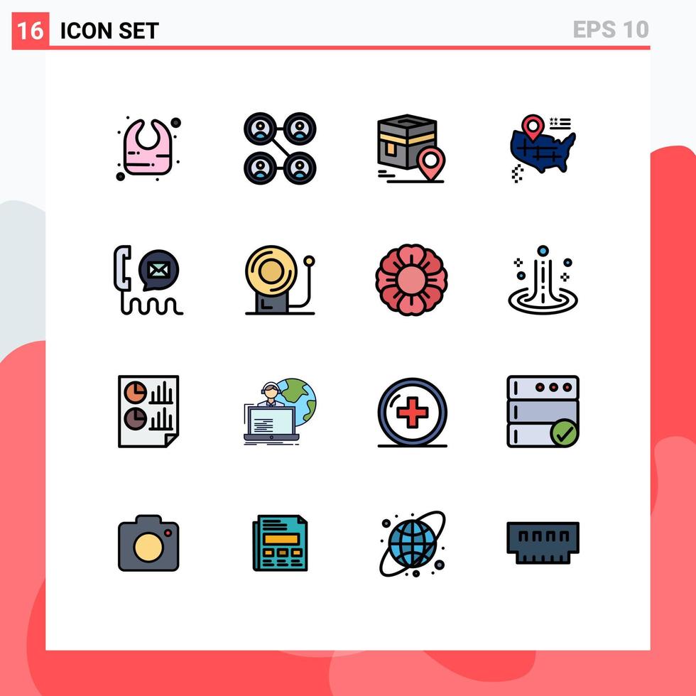 Stock Vector Icon Pack mit 16 Linienzeichen und Symbolen für Hilfekontaktstift-Kommunikationskarte editierbare kreative Vektordesign-Elemente