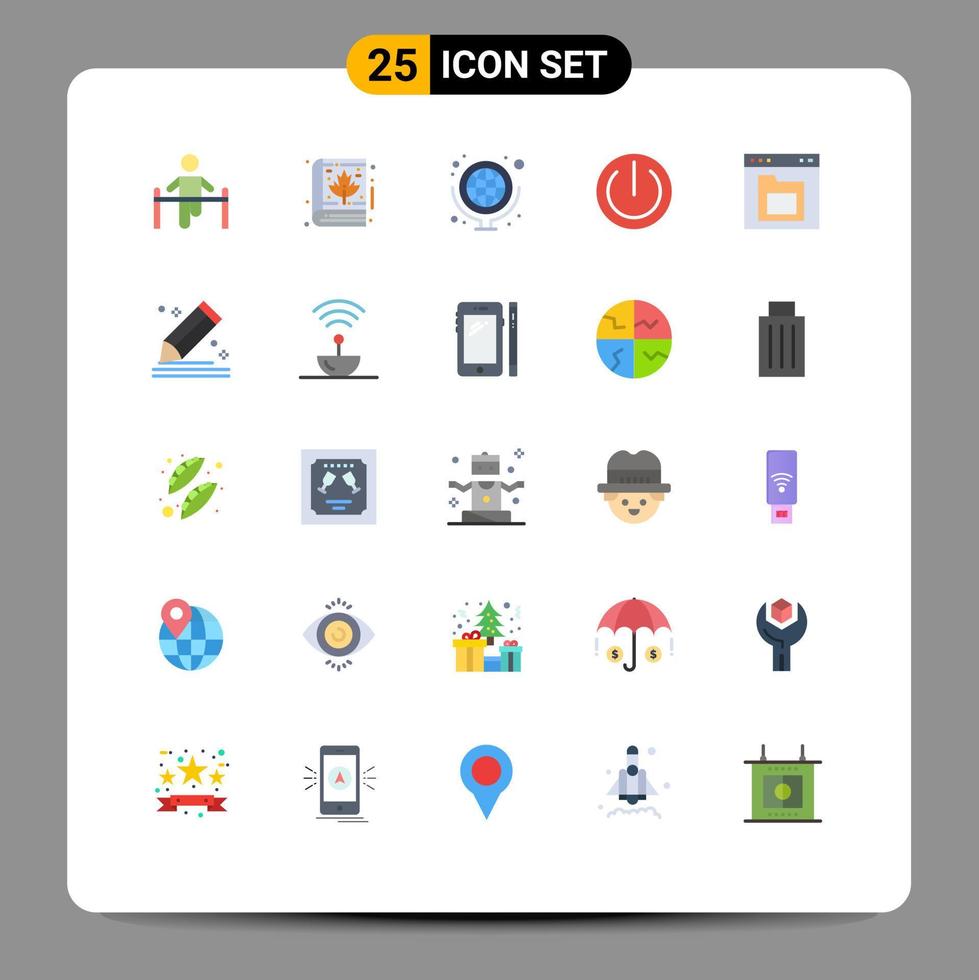 grupp av 25 platt färger tecken och symboler för fil browser bibel kraft skola leveranser redigerbar vektor design element