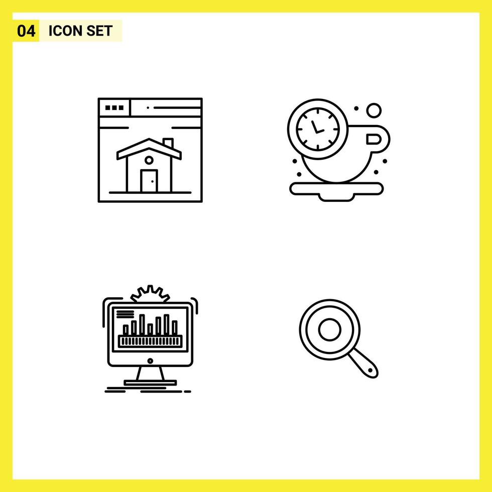 Gruppe von 4 modernen Filledline-Flachfarben für Web-Admin-Design-Restüberwachung editierbarer Vektordesign-Elemente vektor