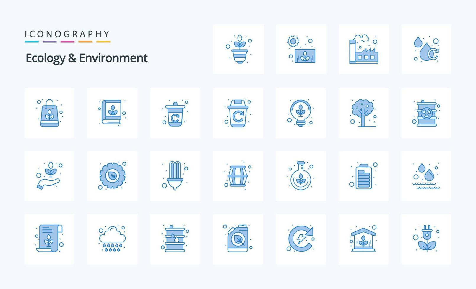 25 ekologi och miljö blå ikon packa vektor