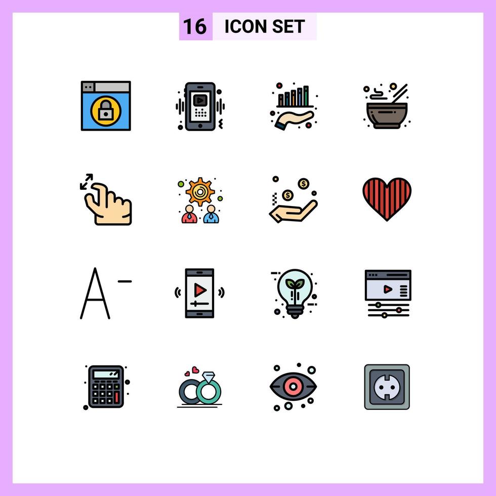 satz von 16 modernen ui-symbolen symbolzeichen für handheiße geschäftsküchenschüssel editierbare kreative vektordesignelemente vektor