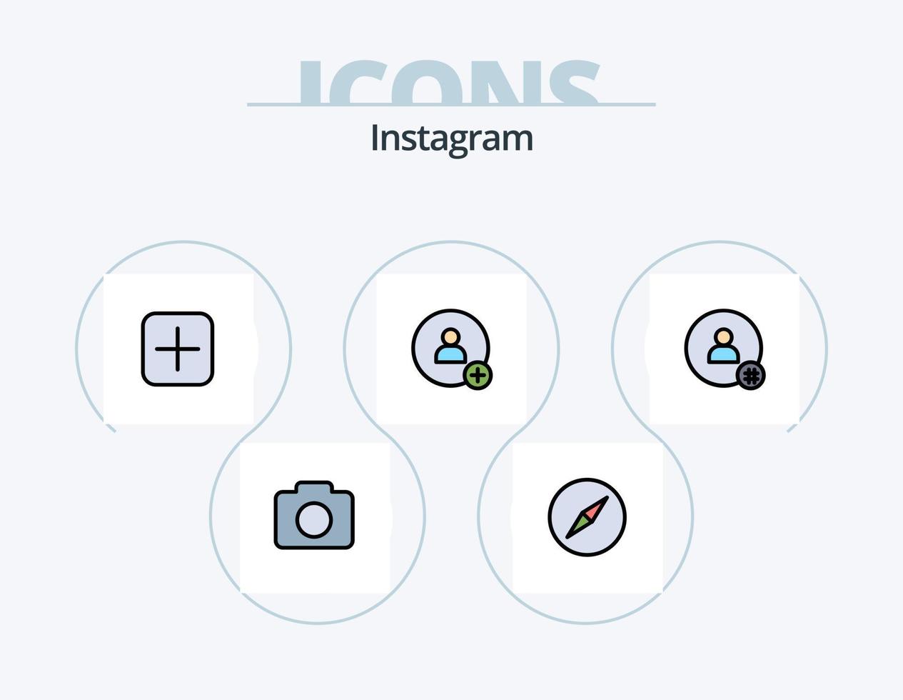 Instagram-Linie gefüllt Icon Pack 5 Icon Design. . Aktie. zwitschern. setzt. Zeitleiste vektor