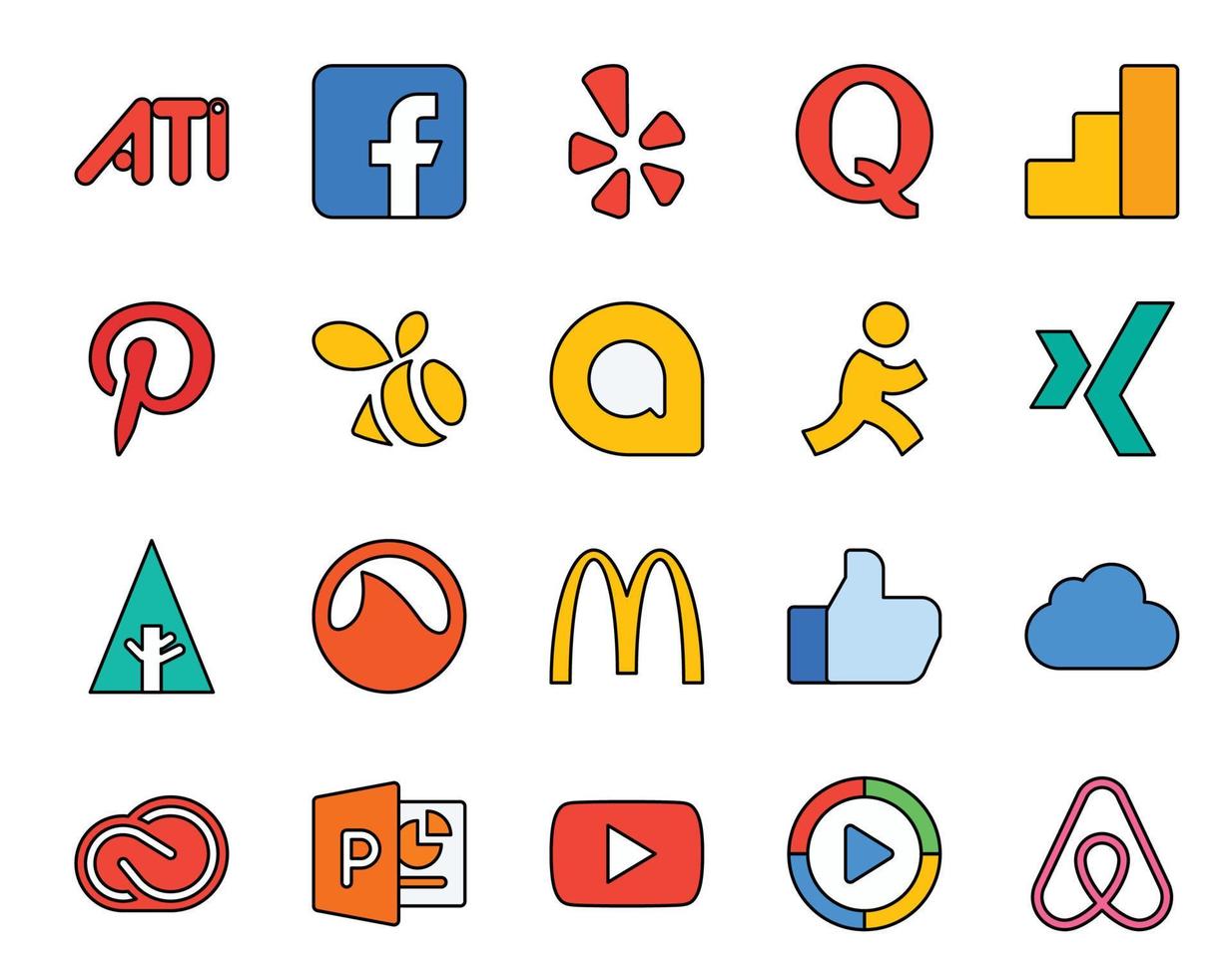 20 Social Media Icon Pack inklusive cc icloud google allo wie grooveshark vektor