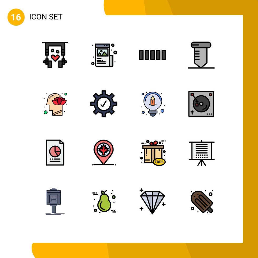 uppsättning av 16 vektor platt Färg fylld rader på rutnät för mänsklig harmoni bild verktyg reparera redigerbar kreativ vektor design element
