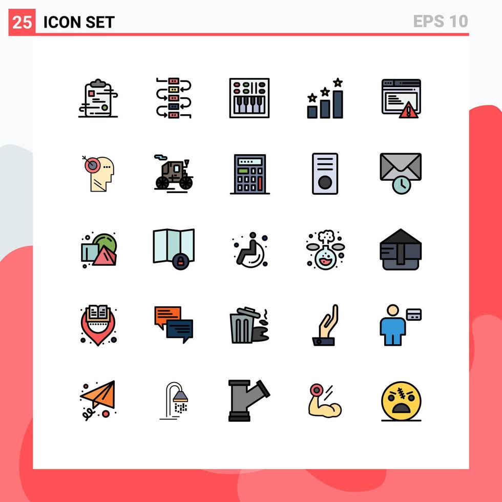 25 thematische, vektorgefüllte flache Linienfarben und editierbare Symbole von Web-Erfolgsverstärkerpositionsvolumen editierbare Vektordesignelemente vektor