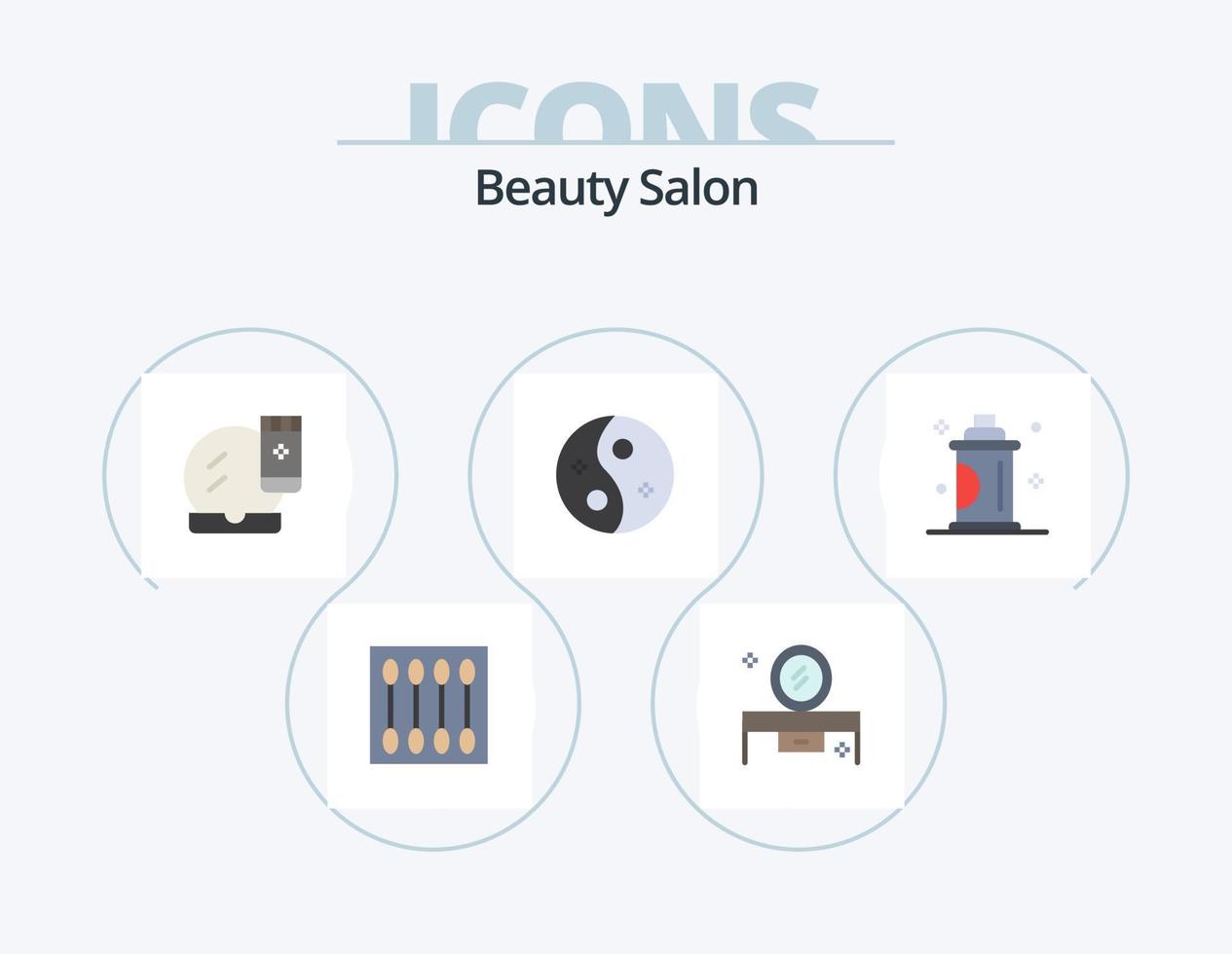 Schönheitssalon flach Icon Pack 5 Icon Design. Spa. Schönheit. Lowboy-Tisch. Make-up-Basis. Gesichts-Make-up vektor