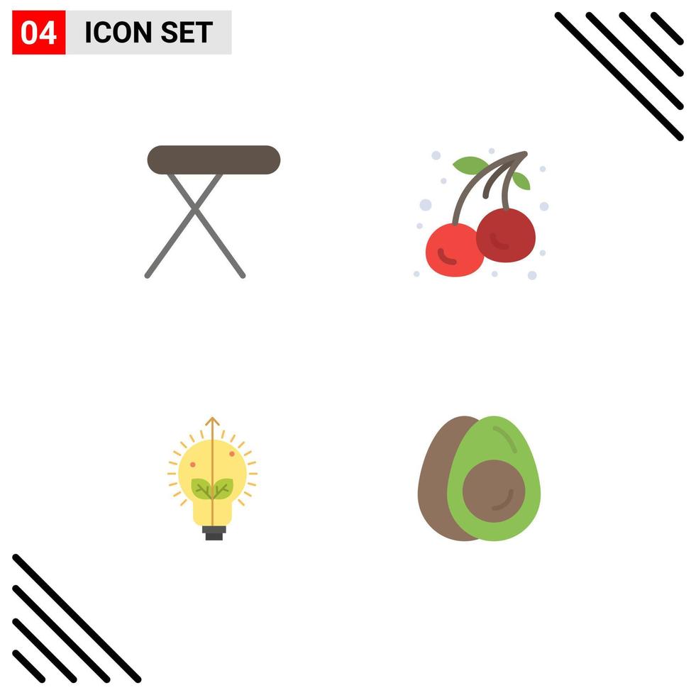 4 universell platt ikoner uppsättning för webb och mobil tillämpningar apparater aning tabell mat ljus redigerbar vektor design element
