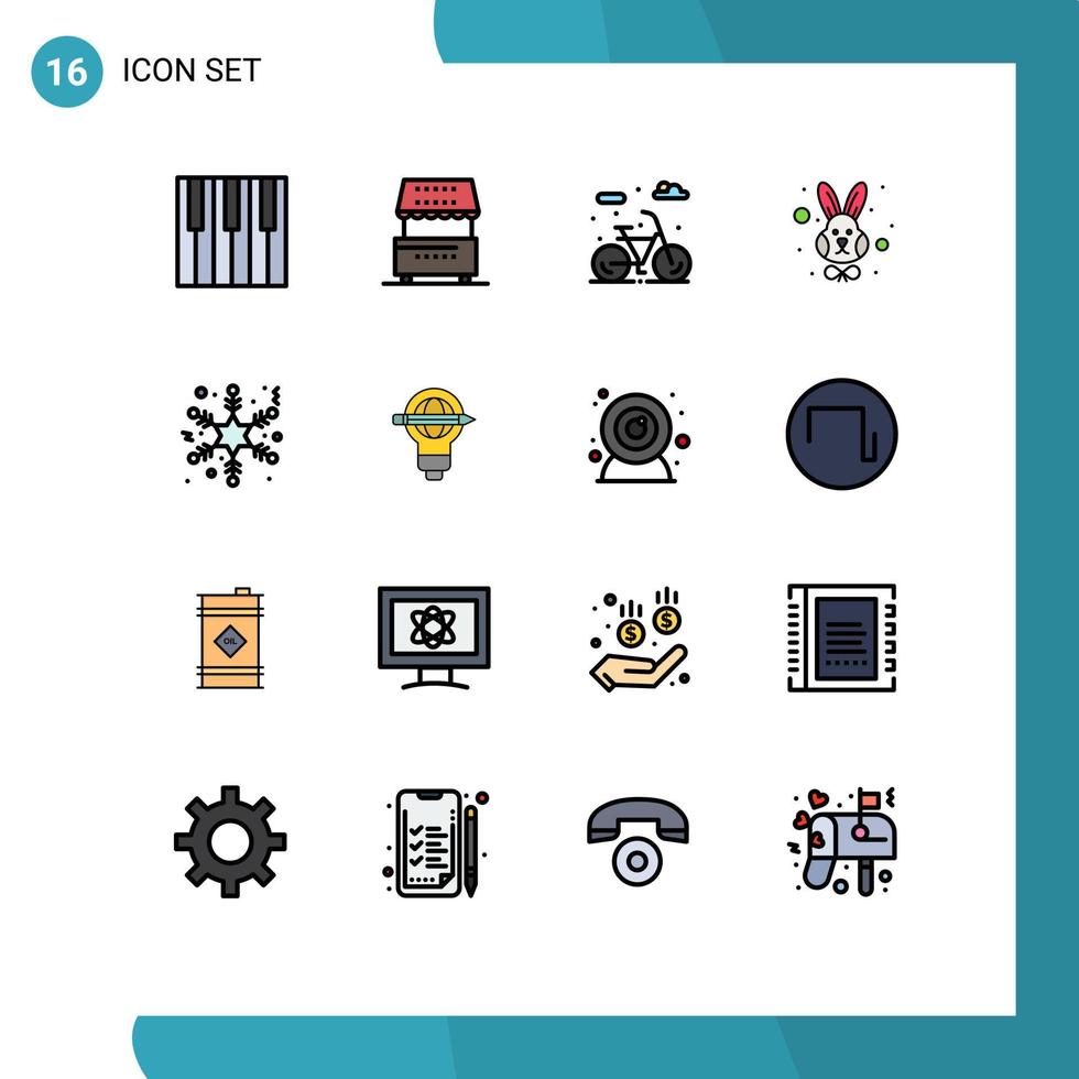 satz von 16 modernen ui symbolen symbole zeichen für flake kaninchen kiosk osterlebenszyklus editierbare kreative vektordesignelemente vektor