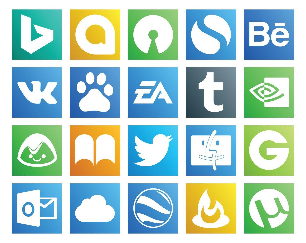 20 Social-Media-Icon-Packs, einschließlich Groupon-Tweet und Twitter-Basecamp vektor