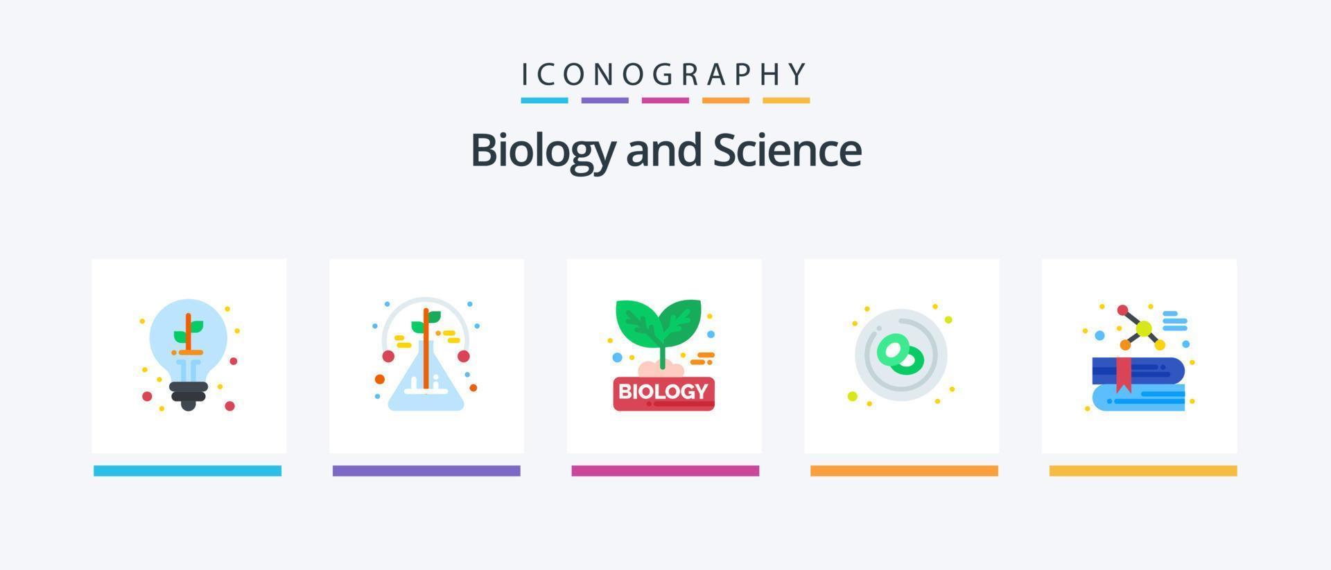 biologi platt 5 ikon packa Inklusive röd. cell. växa. cancer. växt. kreativ ikoner design vektor