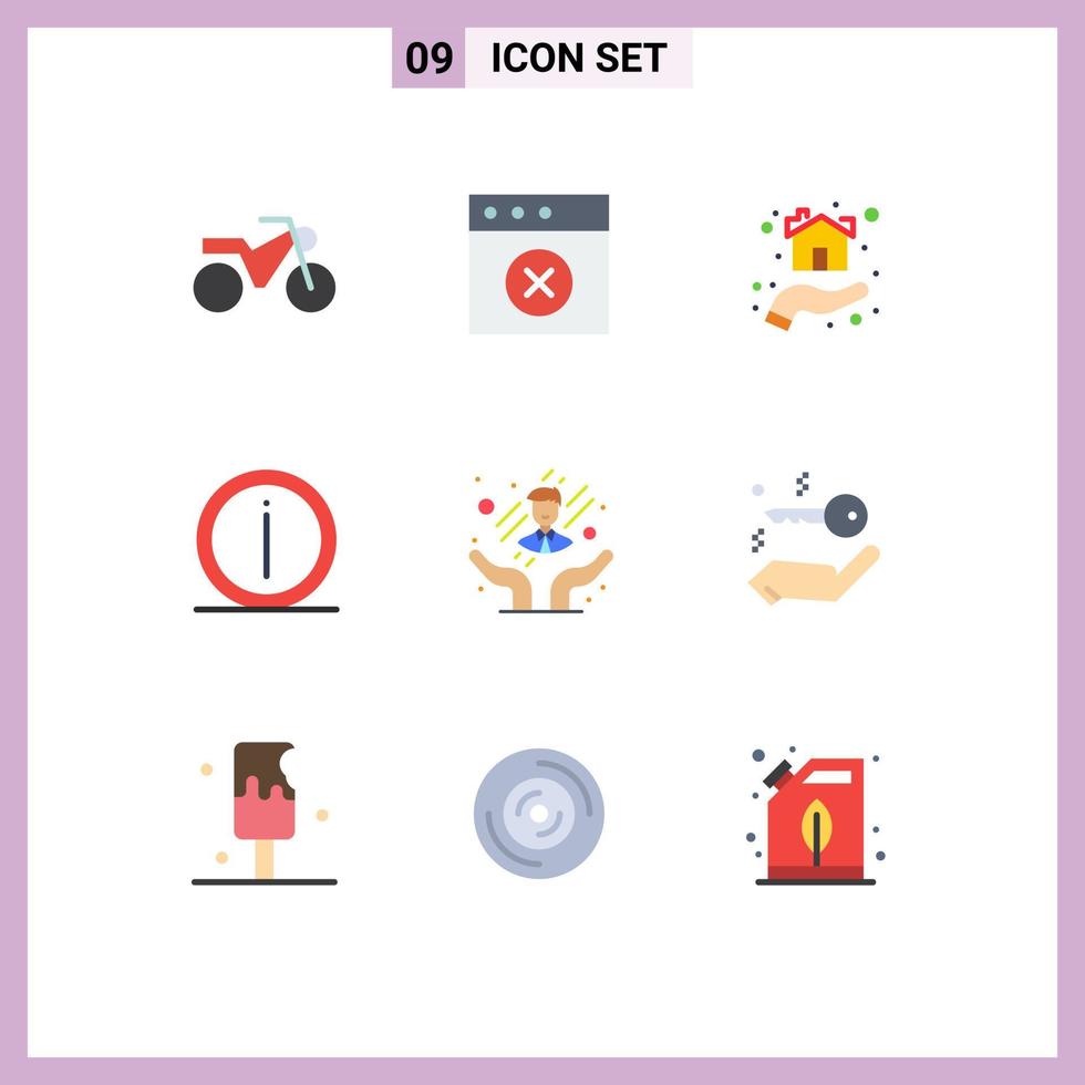 modern uppsättning av 9 platt färger pictograph av anställd vård vård hus information hjälp redigerbar vektor design element