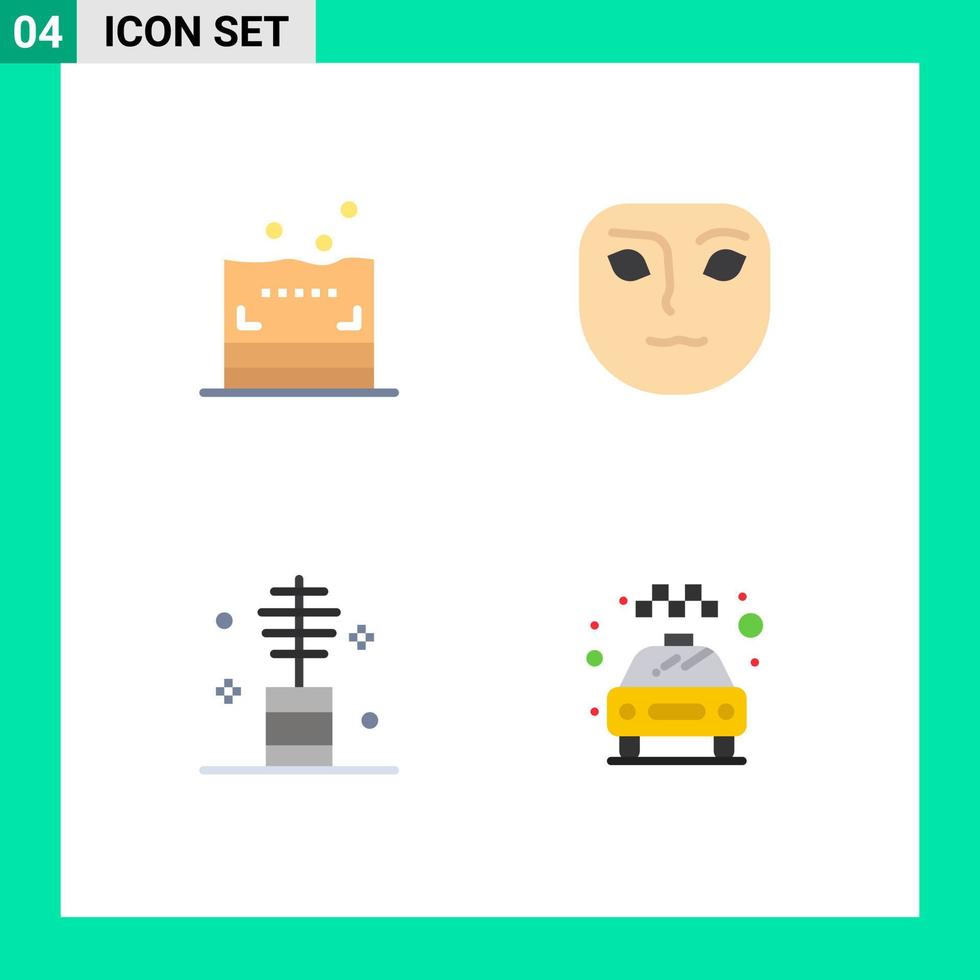 satz von 4 kommerziellen flachen symbolen paket für schwamm make-up emotion schönheit auto editierbare vektordesignelemente vektor