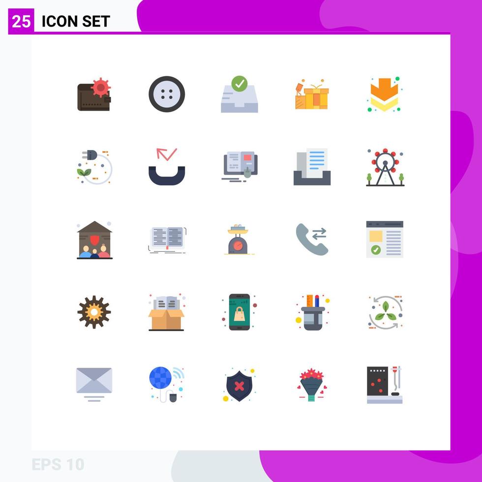 mobil gränssnitt platt Färg uppsättning av 25 piktogram av ner bröllop Kläder kärlek gåva redigerbar vektor design element